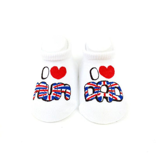 I Love Mum & Dad Union Jack Baby Socks
