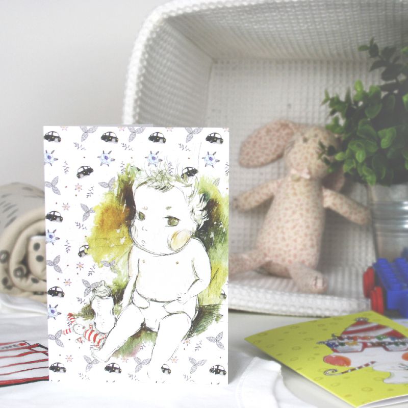 Baby & Bottle Greeting Card